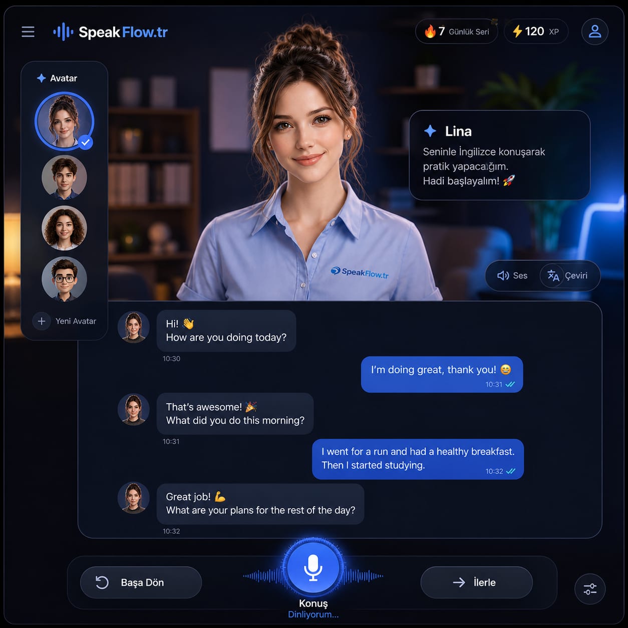 SpeakFlow uygulama ekranı